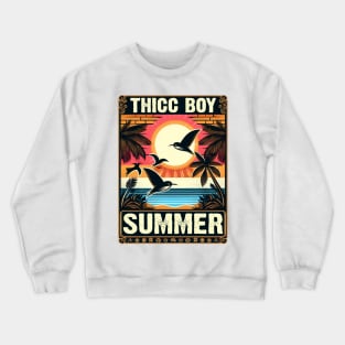 Tropical Thicc Boy Summer with Palm Tree Sunset Crewneck Sweatshirt